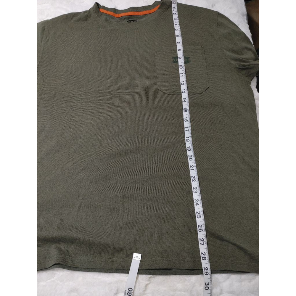 Men's BRUNT Dark Olive Green Short Sleeve Tee XXL with Orange Neck Trim & Logo - Picture 4 of 9